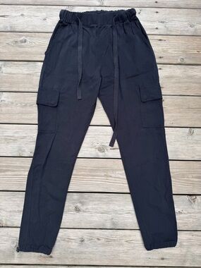 MNML Black Cargo Joggers with Drawstring Waist
